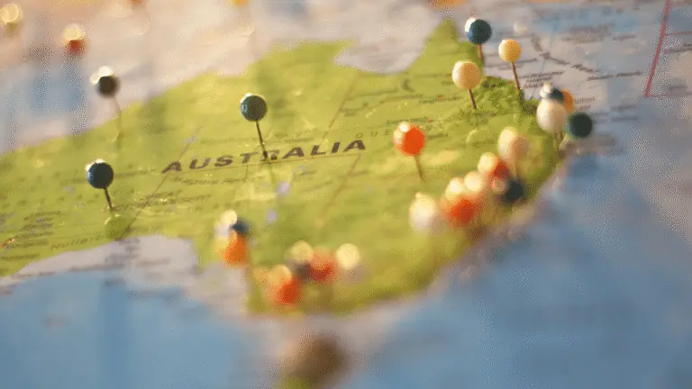 Geography STEM pins on the map of Australia