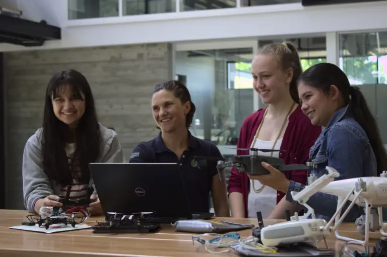 a drone class with women, showing diversity in STEM