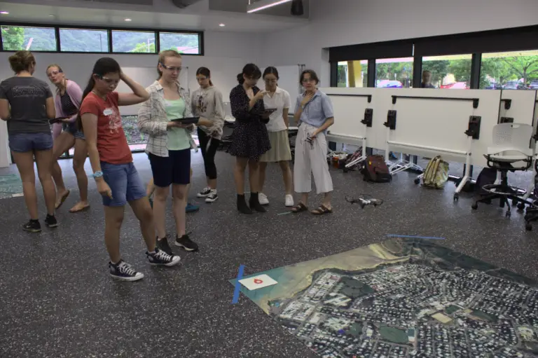 a drone class with women, showing diversity in STEM
