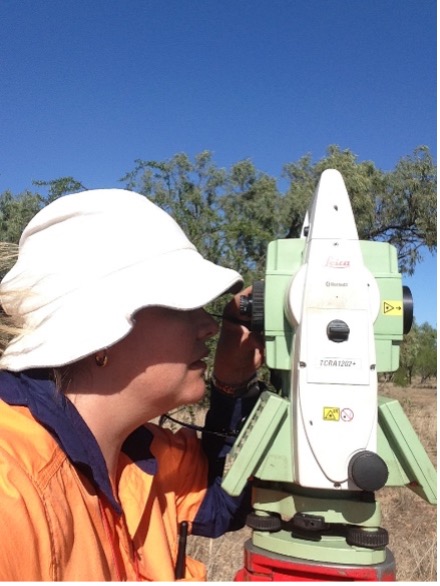 Jemma Picco with her surveying equipment