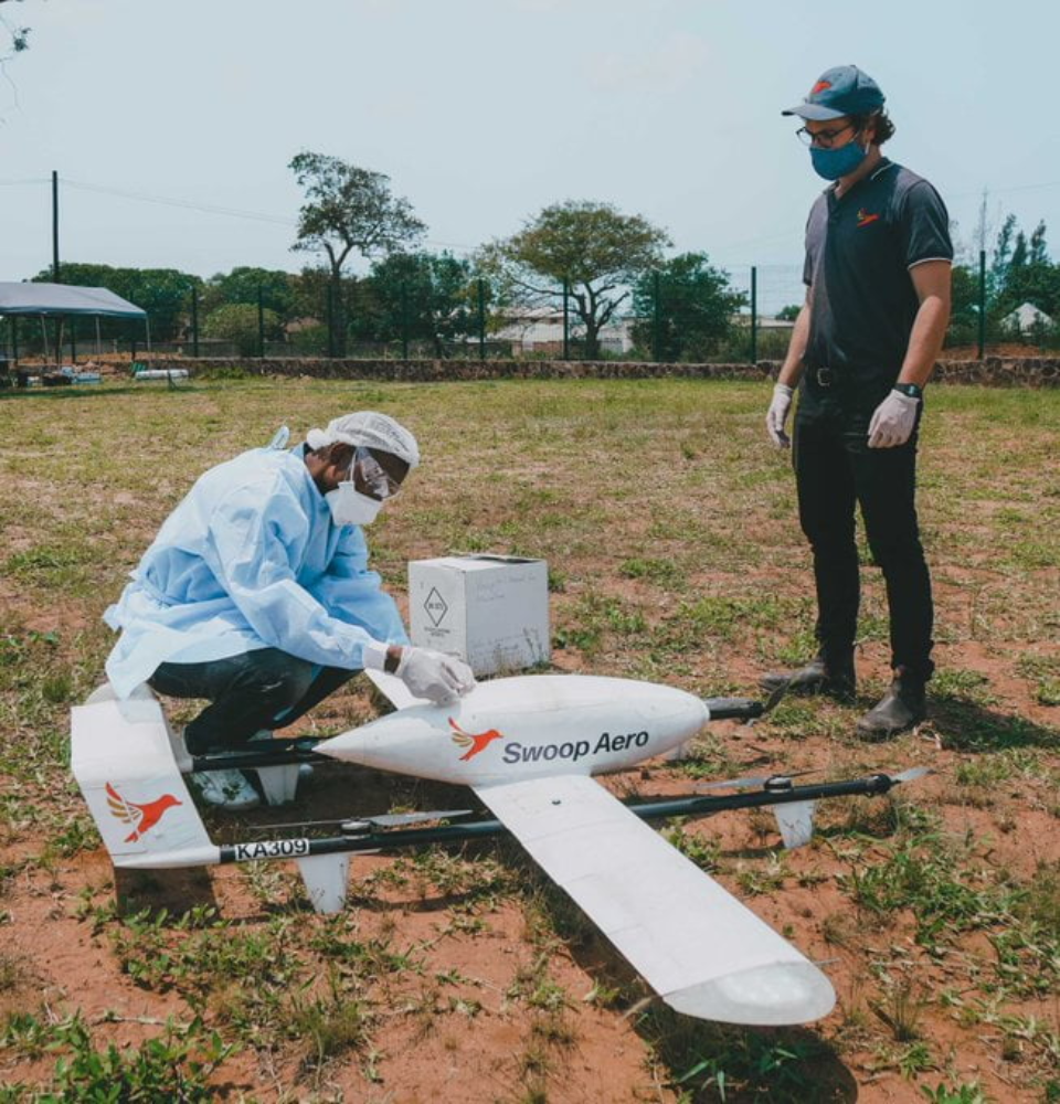 Swoop Aero team in the field to operate a large medical drone