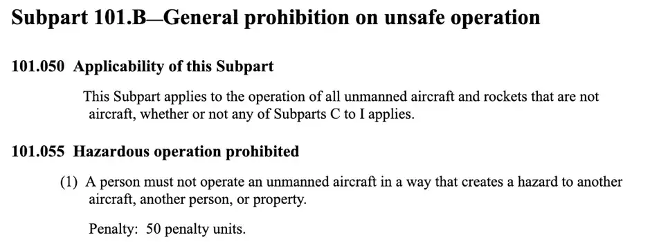 CASA prohibition on unsafe operation of unmanned aircraft