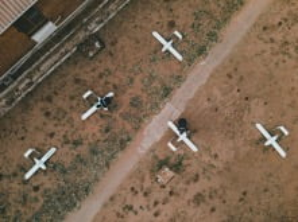 aerial photo of planes on the ground
