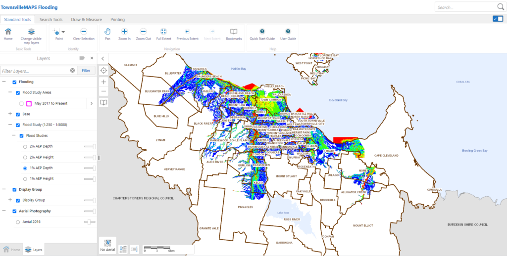 flood extent modelling using a gis from townsville flood map service