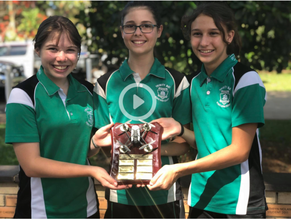 trinty bay state school tournament of drones winners play button