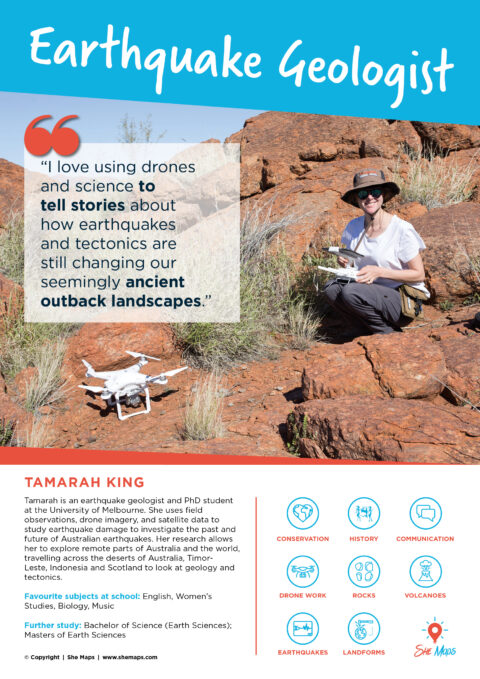 Drone career poster Earthquake Geologist Tamarah King