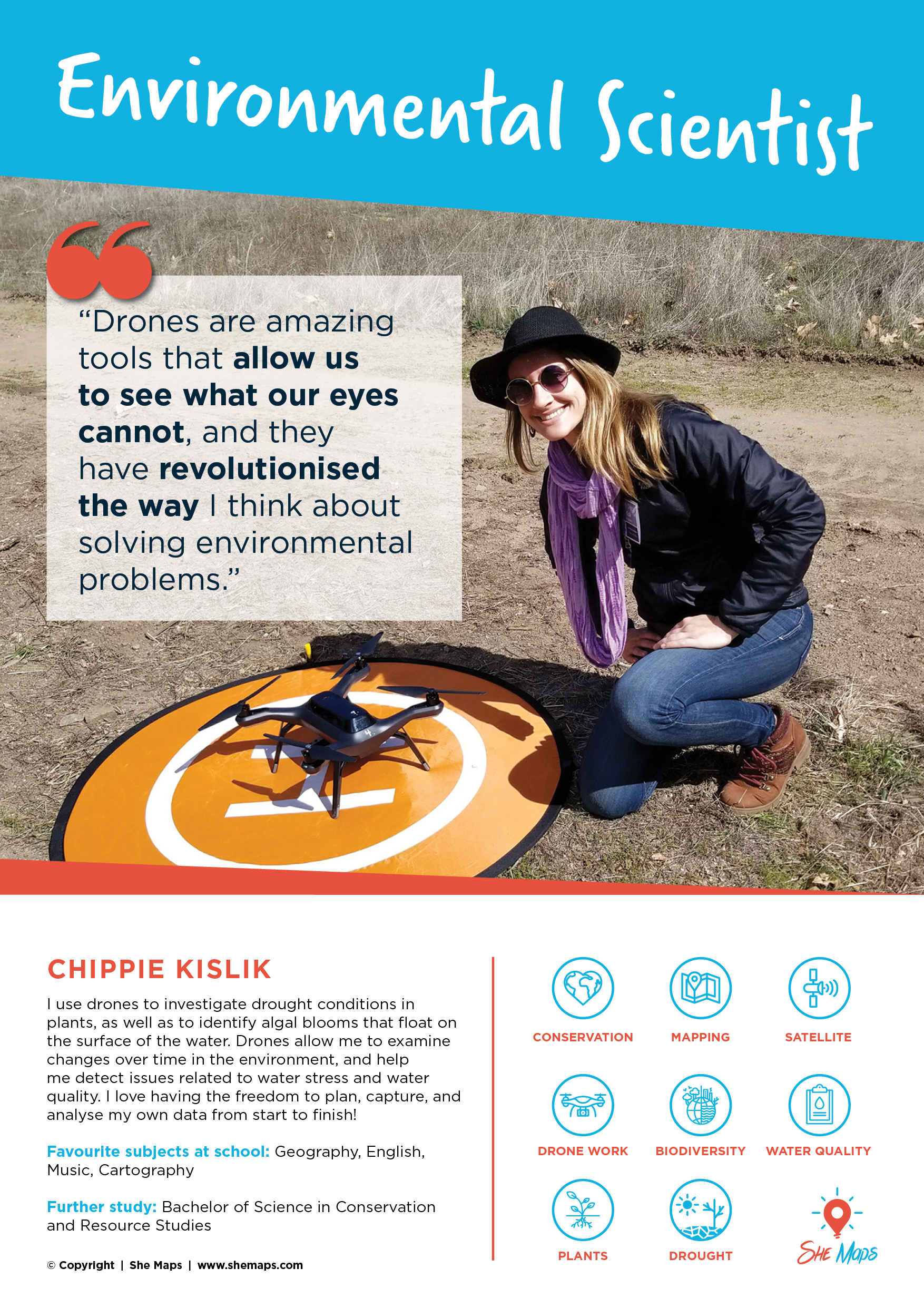 Drone career poster Environmental Scientist Chippie Kislik