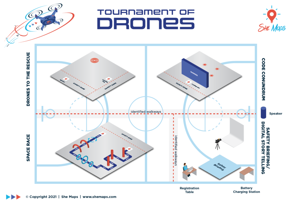 tournament of drones floor plan from she maps