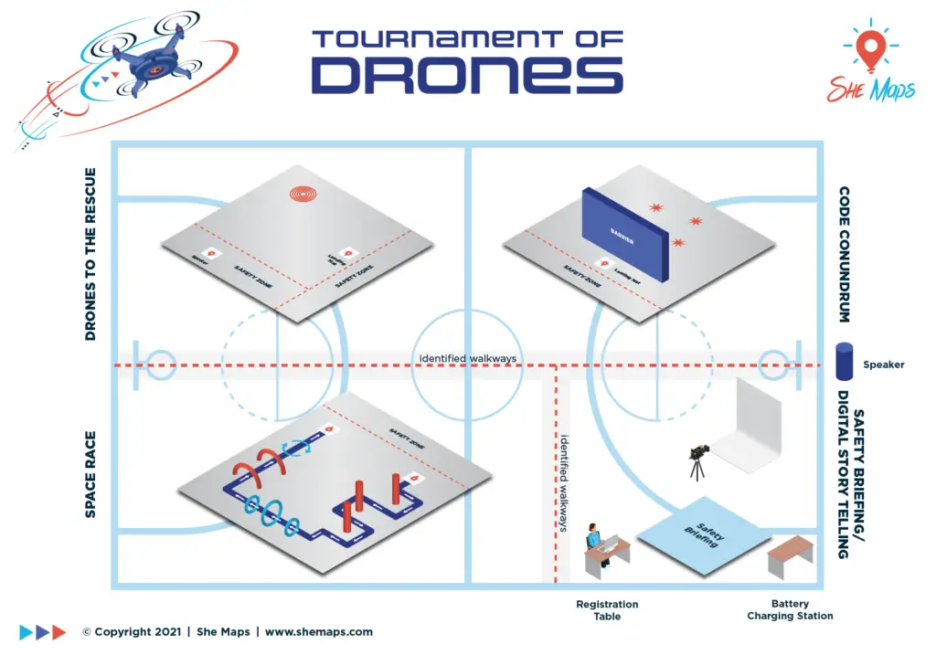 tournament of drones floor plan from she maps