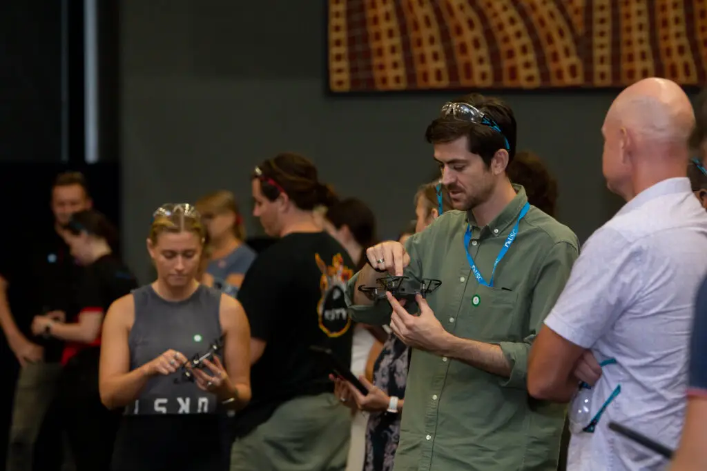 Teachers learning to fly drones