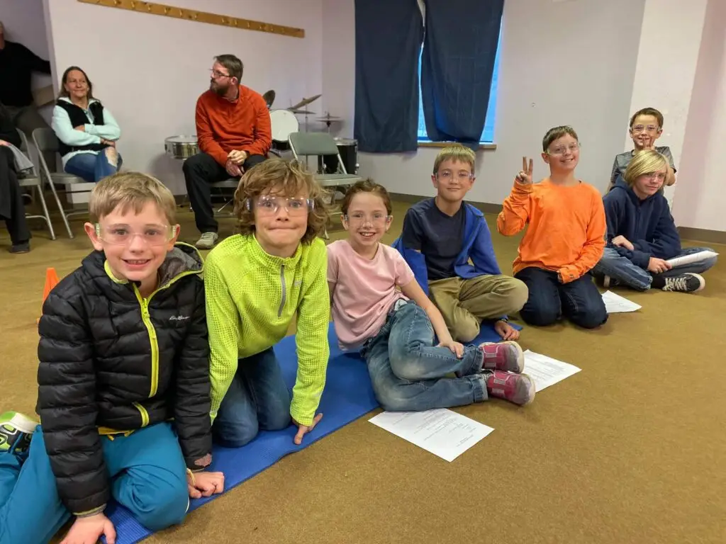 primary students at drone program
