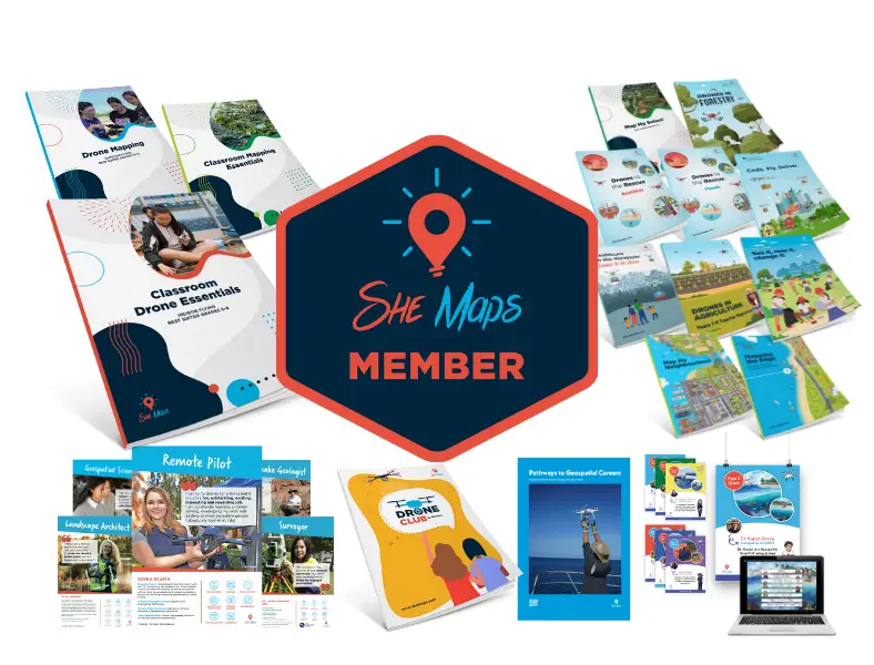 She Maps educational resources and materials display.