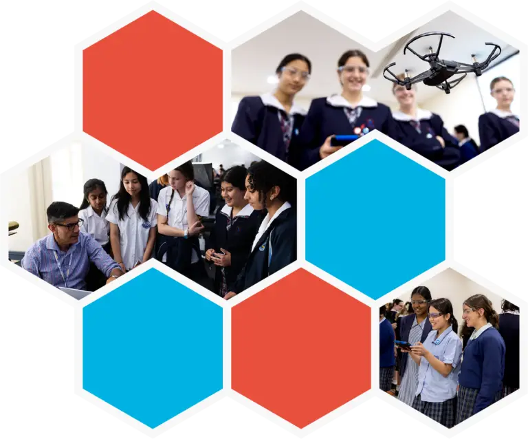 Students learning to fly drones with instructor
