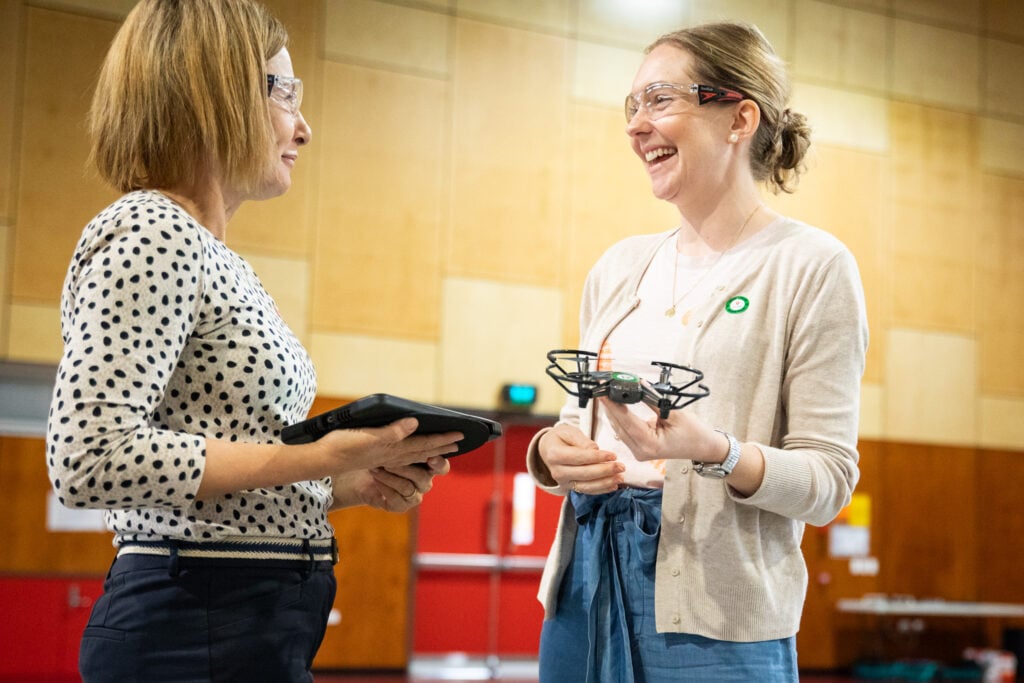 Teacher with drones