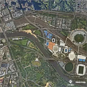 Aerial view of Melbourne sports precinct