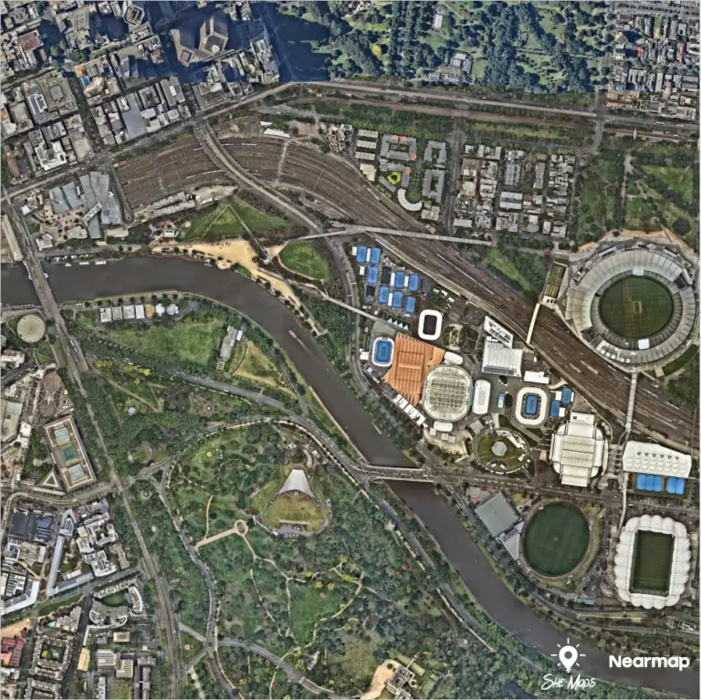 Aerial view of Melbourne sports precinct