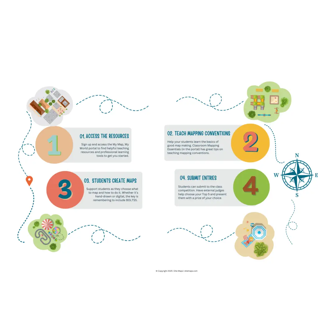 Four-step student mapping competition infographic
