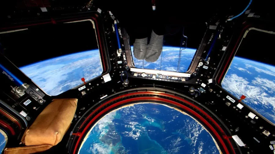 the view from the window of the International Space Station