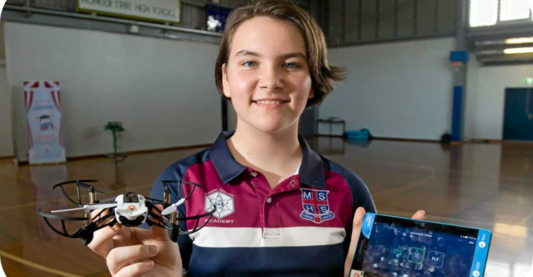 Classroom Drone Essentials a young female student holding drone equipment for schools