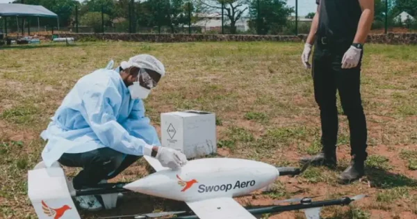 Swoop Aero team in the field to operate a large medical drone